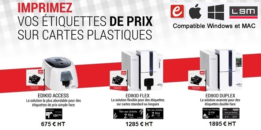 Personnalisez et imprimez vos &eacute;tiquettes de prix sur cartes plastiques en toute autonomie avec les solutions EDIKIO Evolis